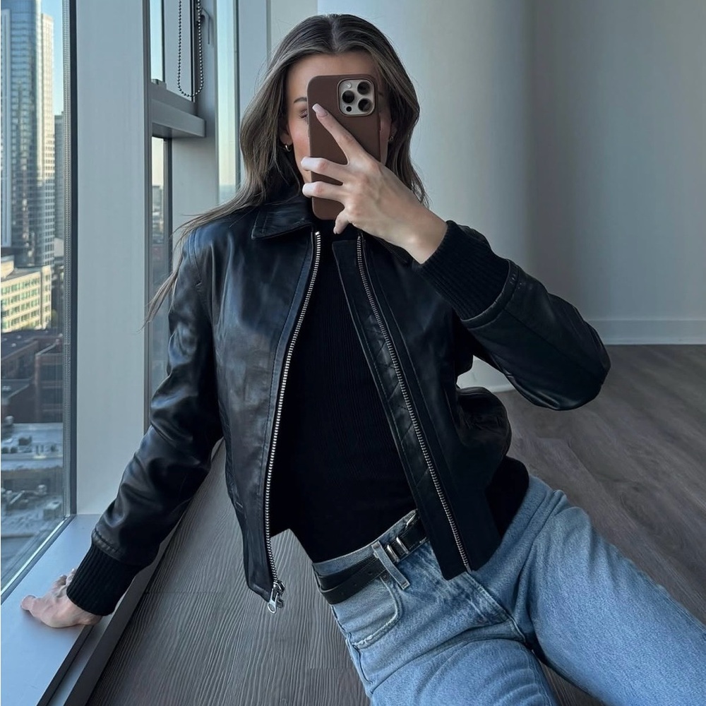 Quince leather bomber jacket